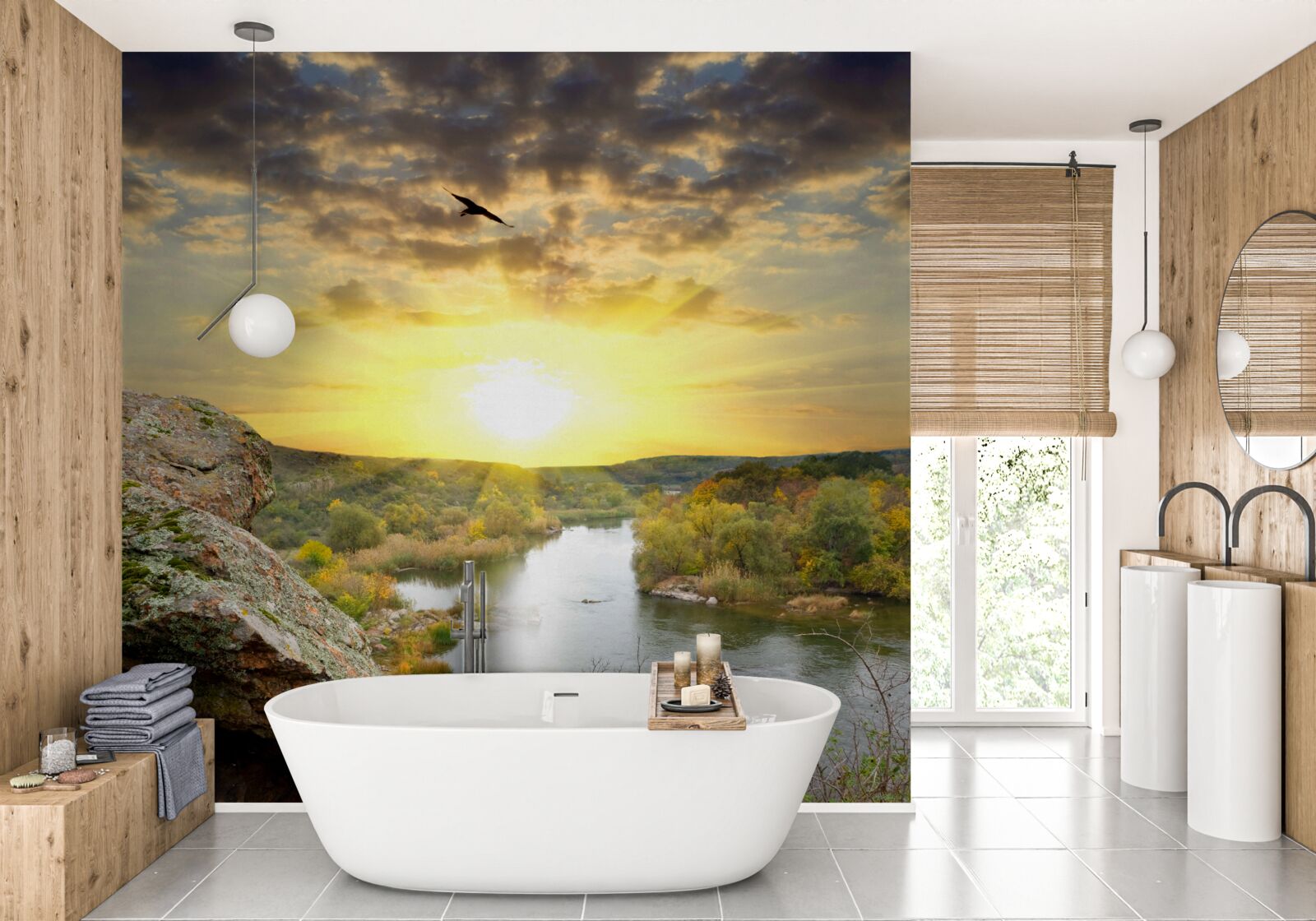 Фотошпалери осіннє сонце перетворюється на прохолодний захід