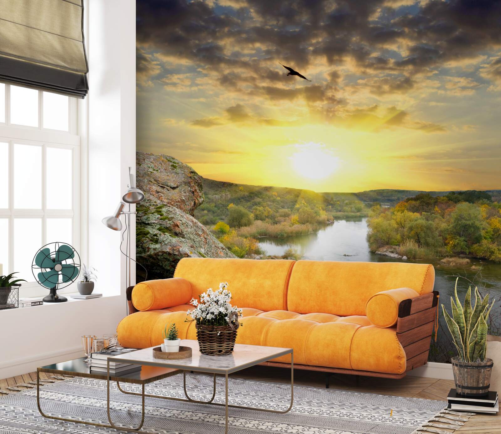 Фотошпалери осіннє сонце перетворюється на прохолодний захід