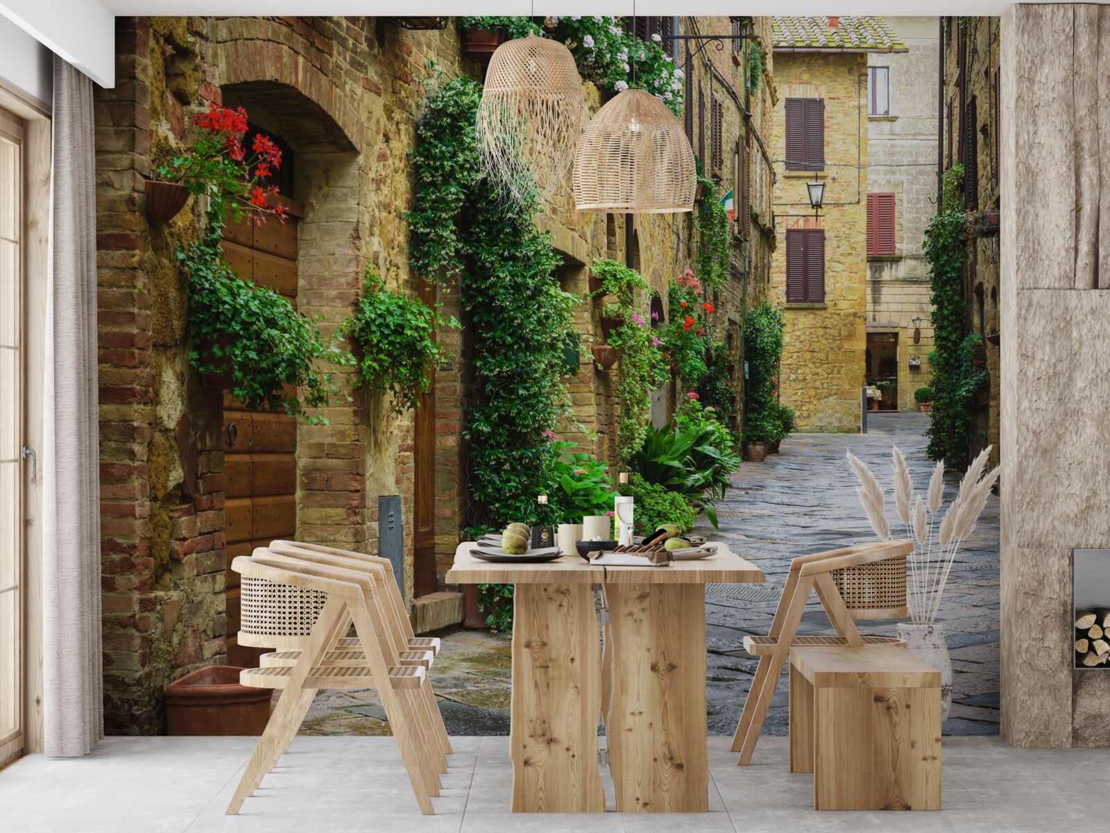 Фотошпалери історична вулиця, оточена зеленню