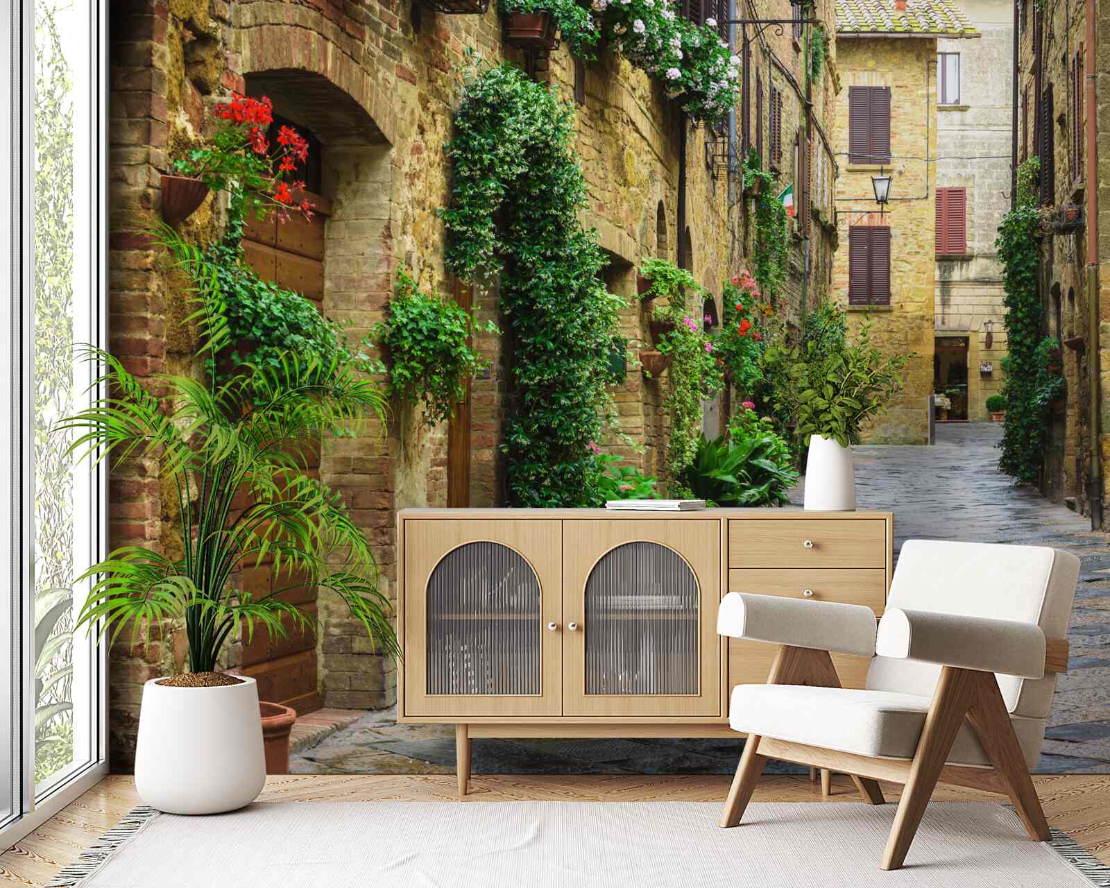 Фотошпалери історична вулиця, оточена зеленню