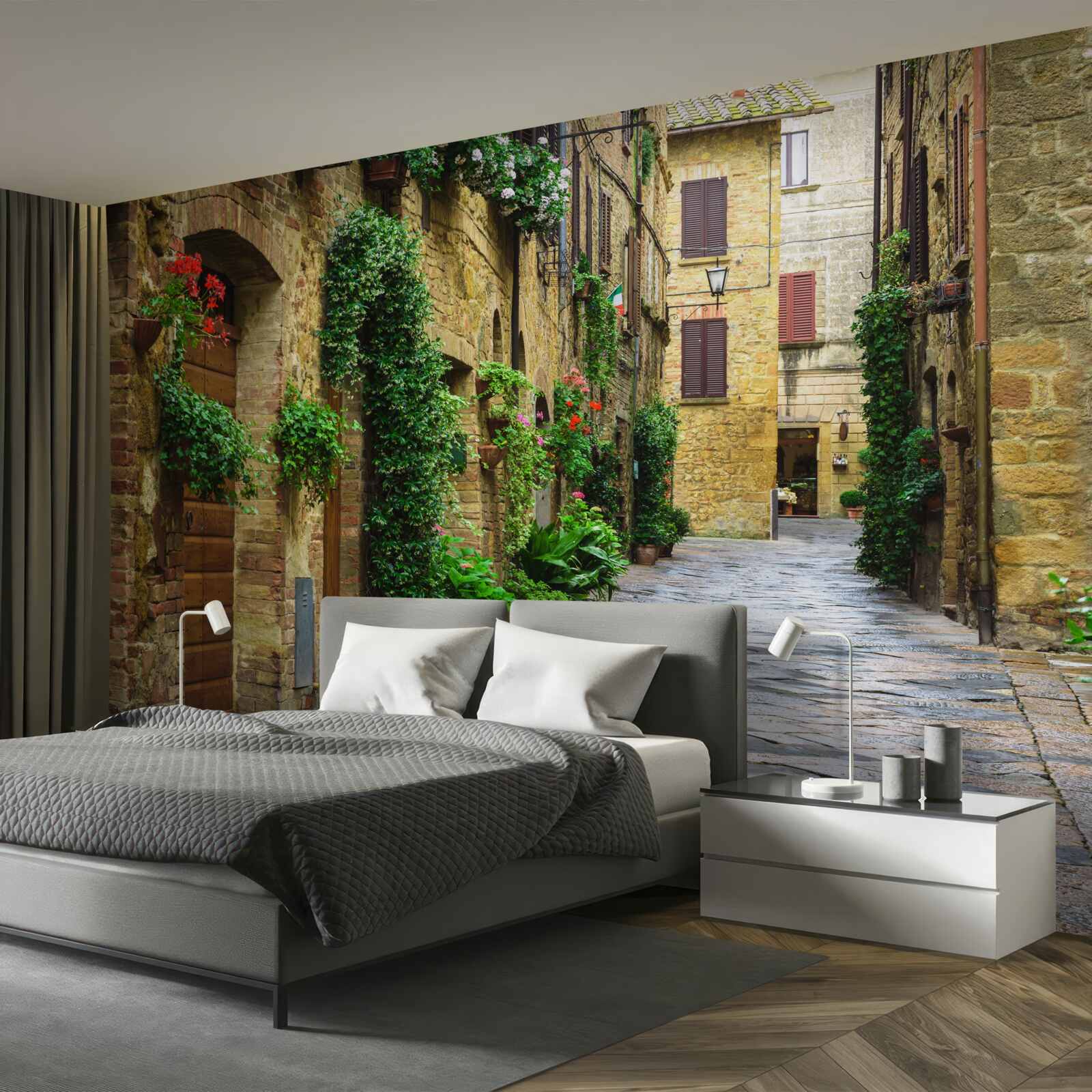 Фотошпалери історична вулиця, оточена зеленню