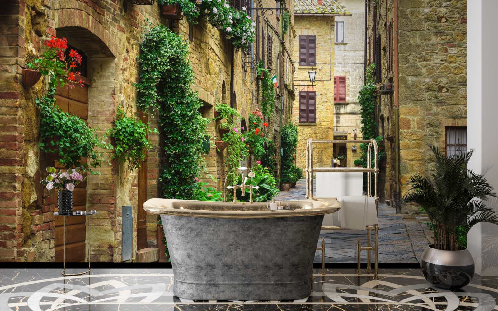 Фотошпалери історична вулиця, оточена зеленню