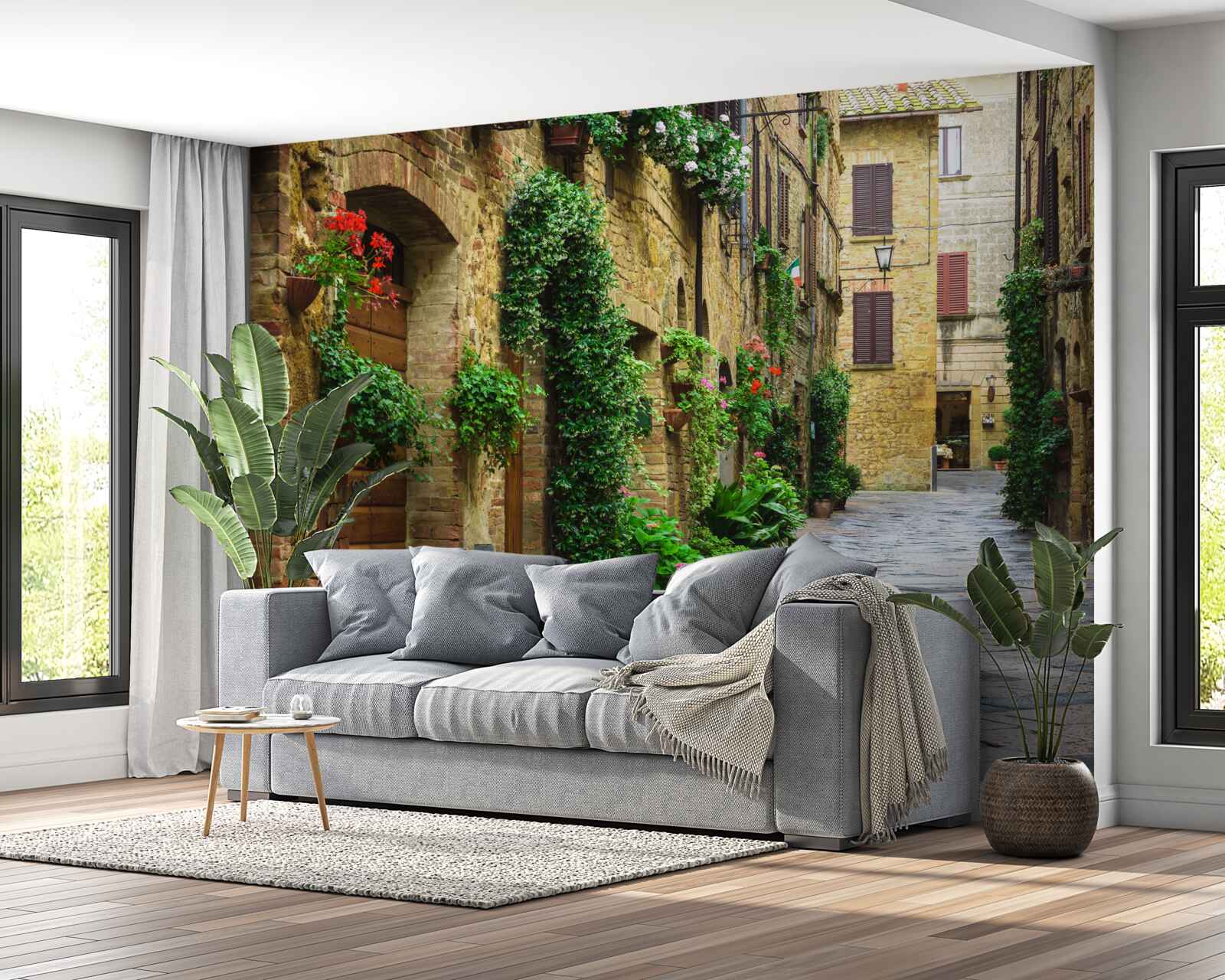 Фотошпалери історична вулиця, оточена зеленню