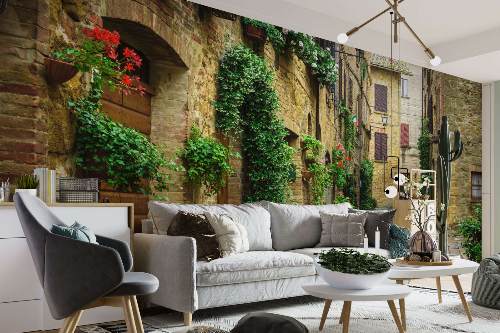 Фотошпалери історична вулиця, оточена зеленню