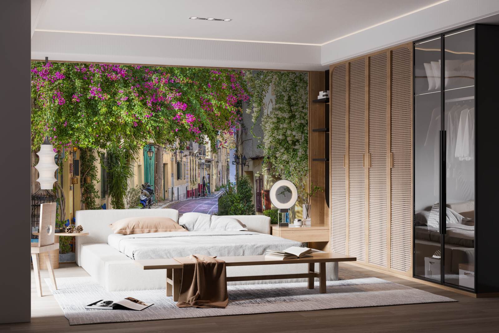 Фотошпалери вулиця, обласкана мальовничою зеленню, вміло створює атмосферу затишку