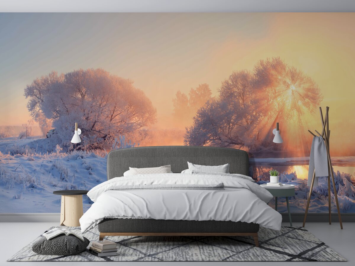 Фотошпалери зимовий ранок на морозі