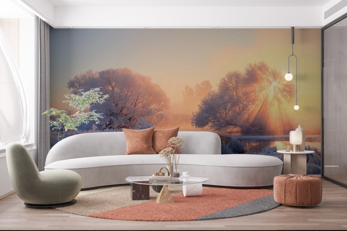 Фотошпалери зимовий ранок на морозі