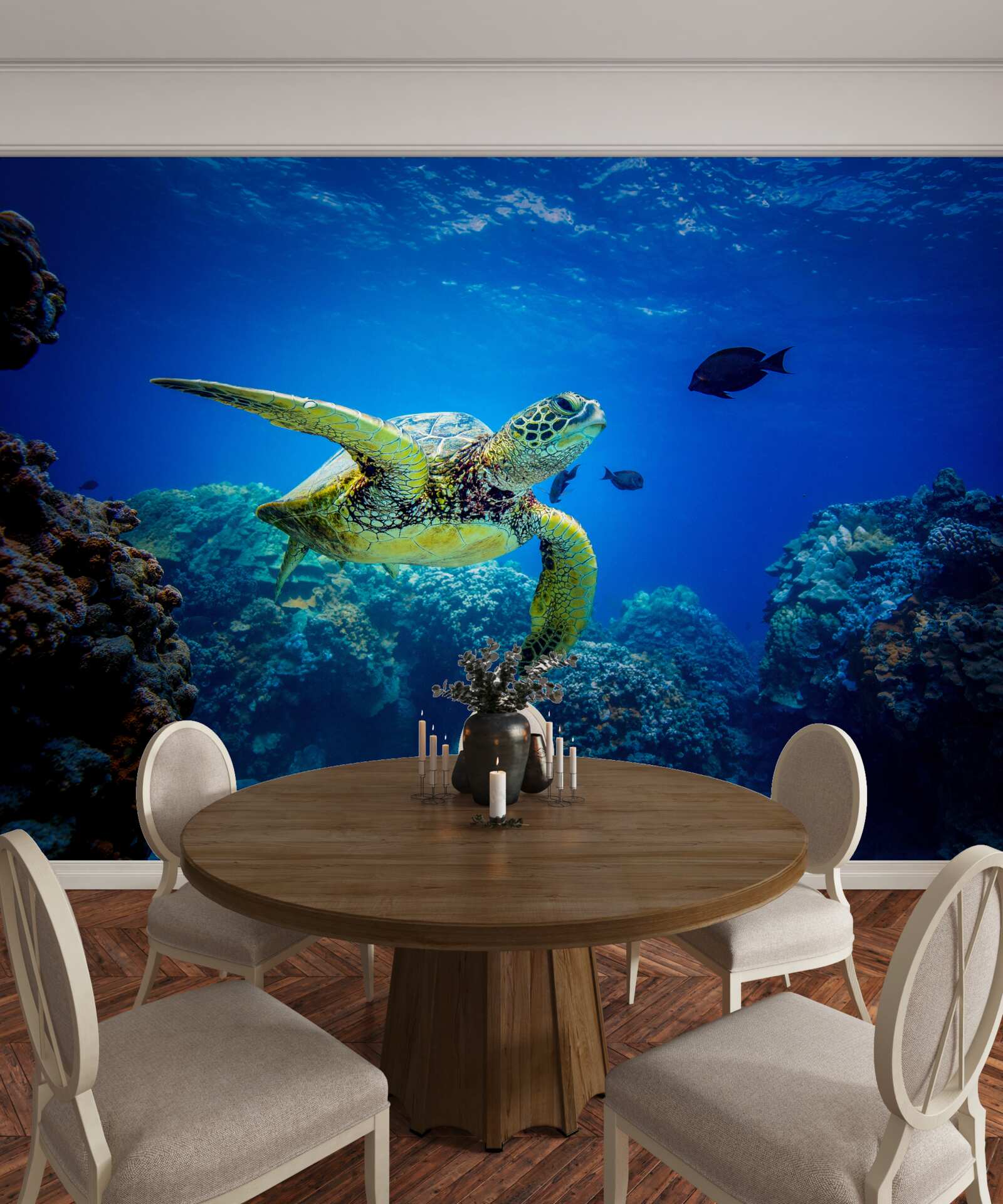 Фотошпалери Черепаха в синіх глибинах моря