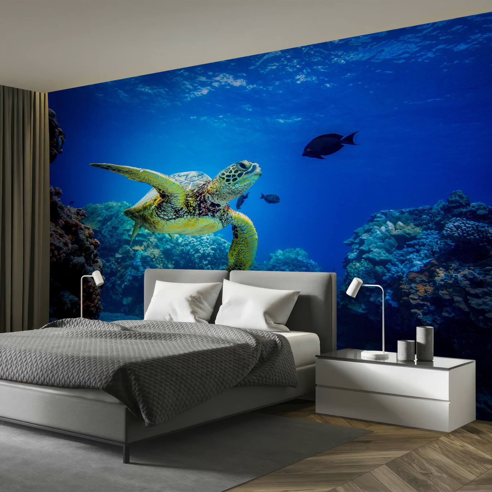 Фотошпалери Черепаха в синіх глибинах моря