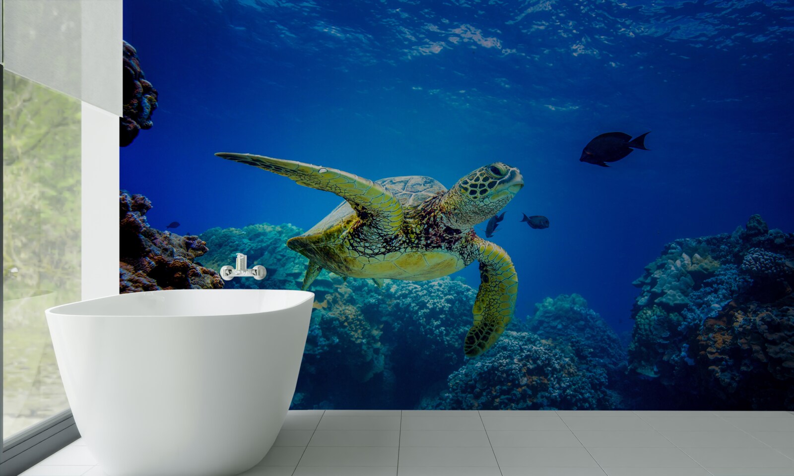 Фотошпалери Черепаха в синіх глибинах моря