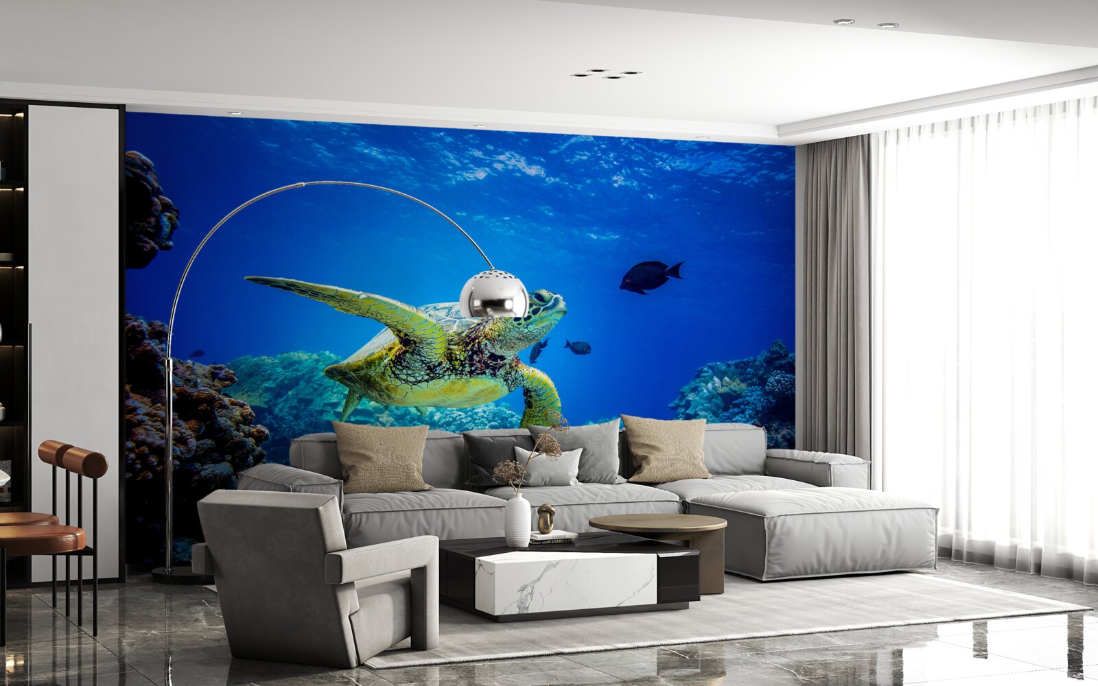 Фотошпалери Черепаха в синіх глибинах моря