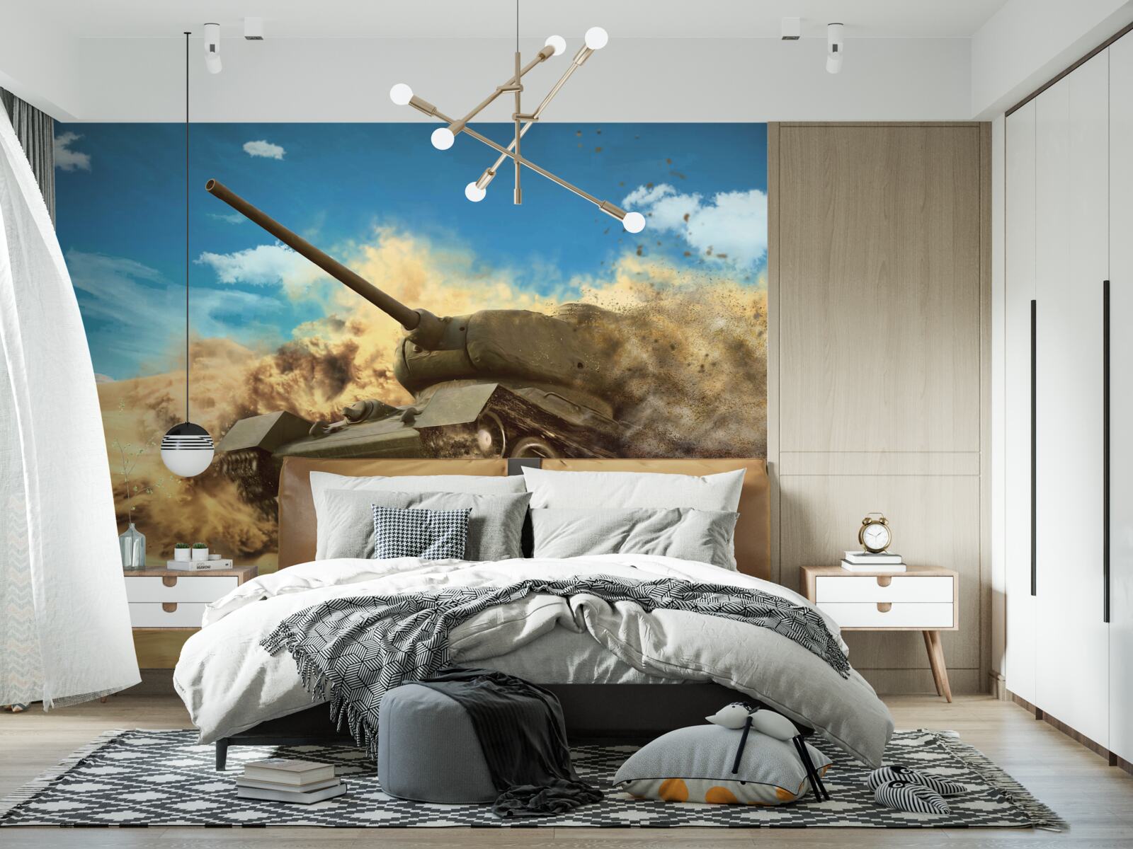 Фотошпалери танк рухається по піщаній поверхні