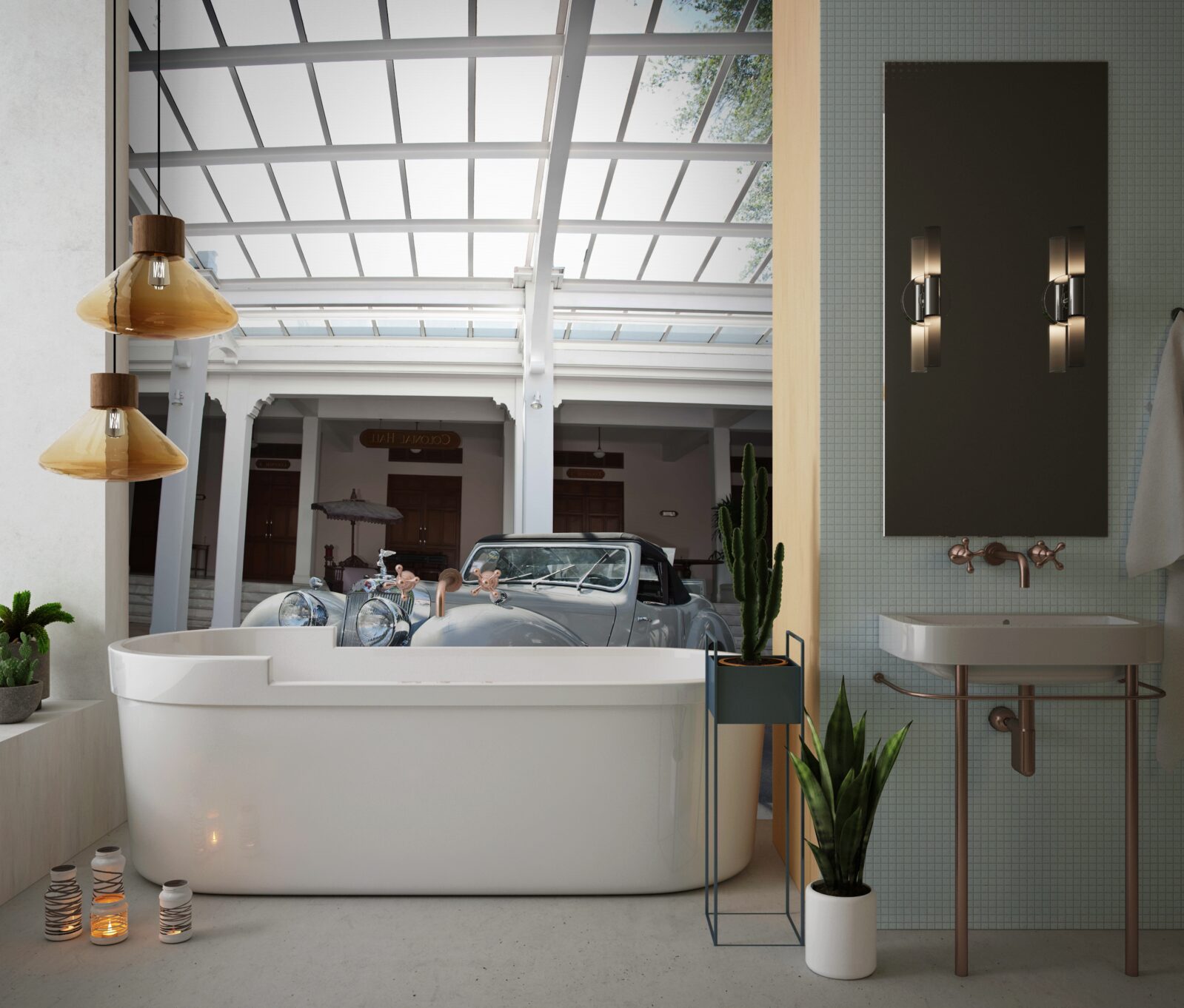 Фотошпалери старий сірий автомобіль біля будівлі