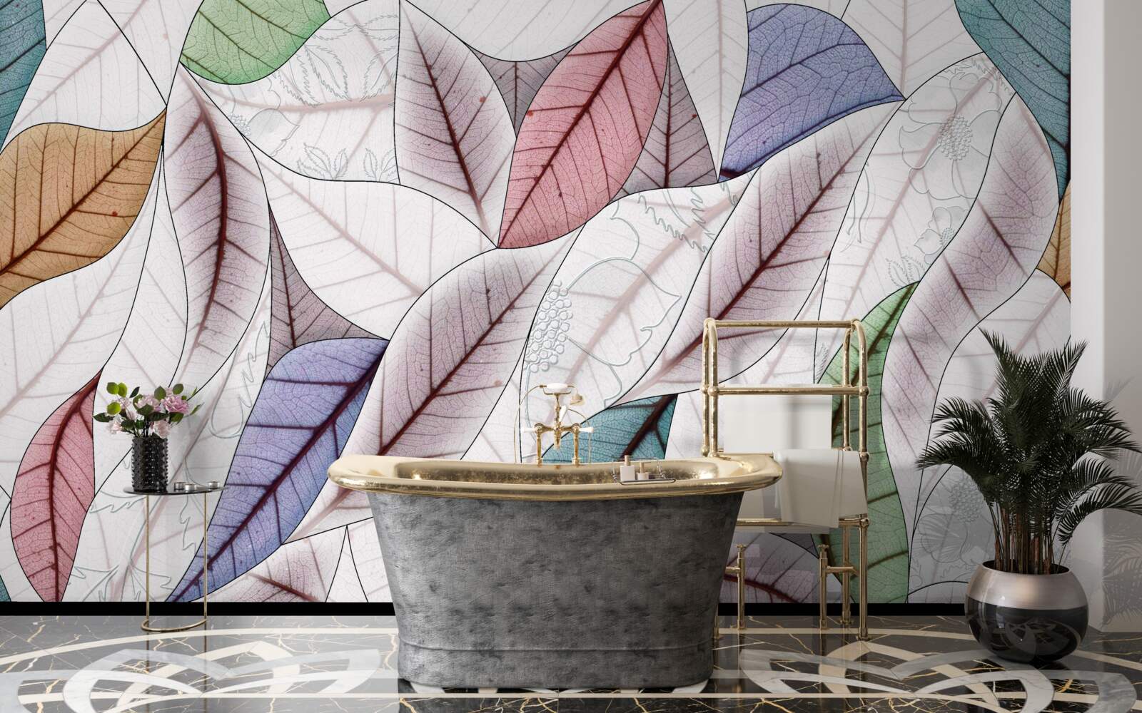 Фотошпалери абстрактний живопис з осіннього листя