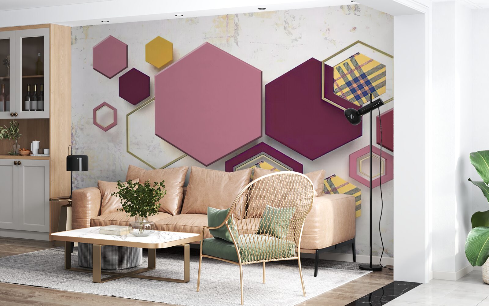 Фотошпалери п'ятикутні форми з начинкою