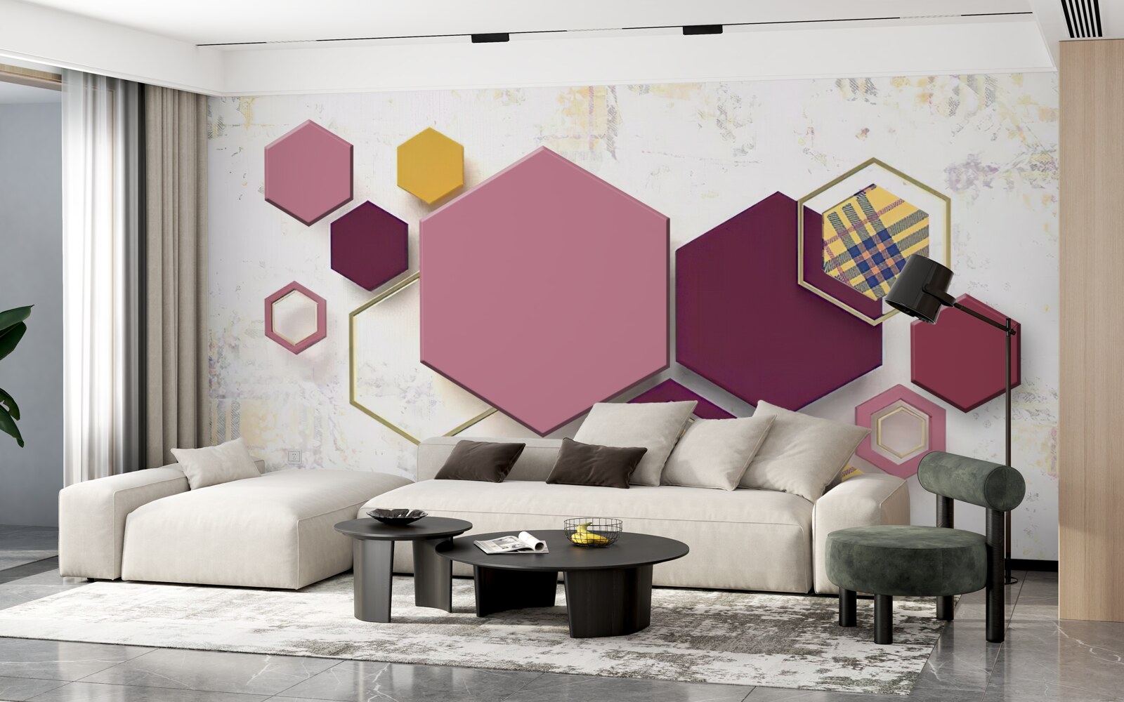 Фотошпалери п'ятикутні форми з начинкою