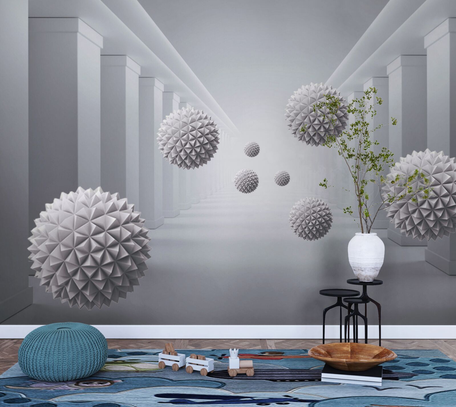 Фотошпалери кулі зникають у нескінченному коридорі