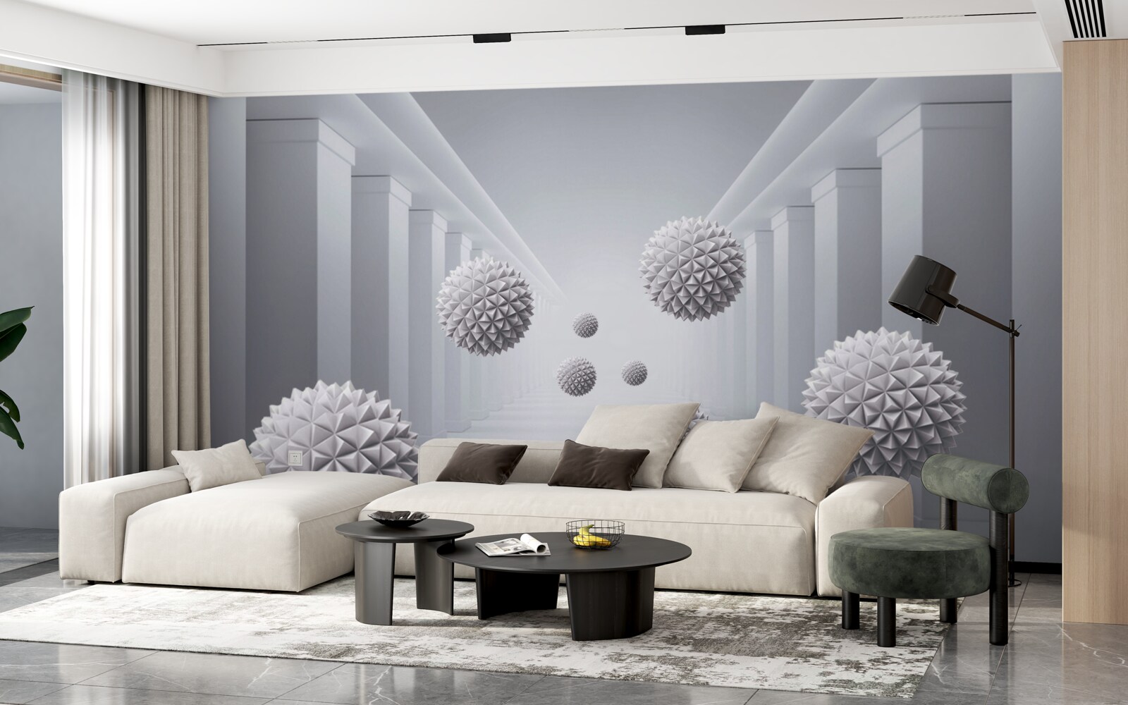 Фотошпалери кулі зникають у нескінченному коридорі