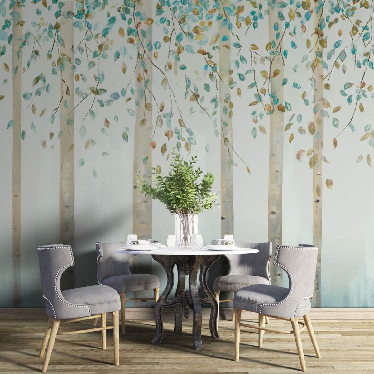 Фотошпалери тонкі берези в парі