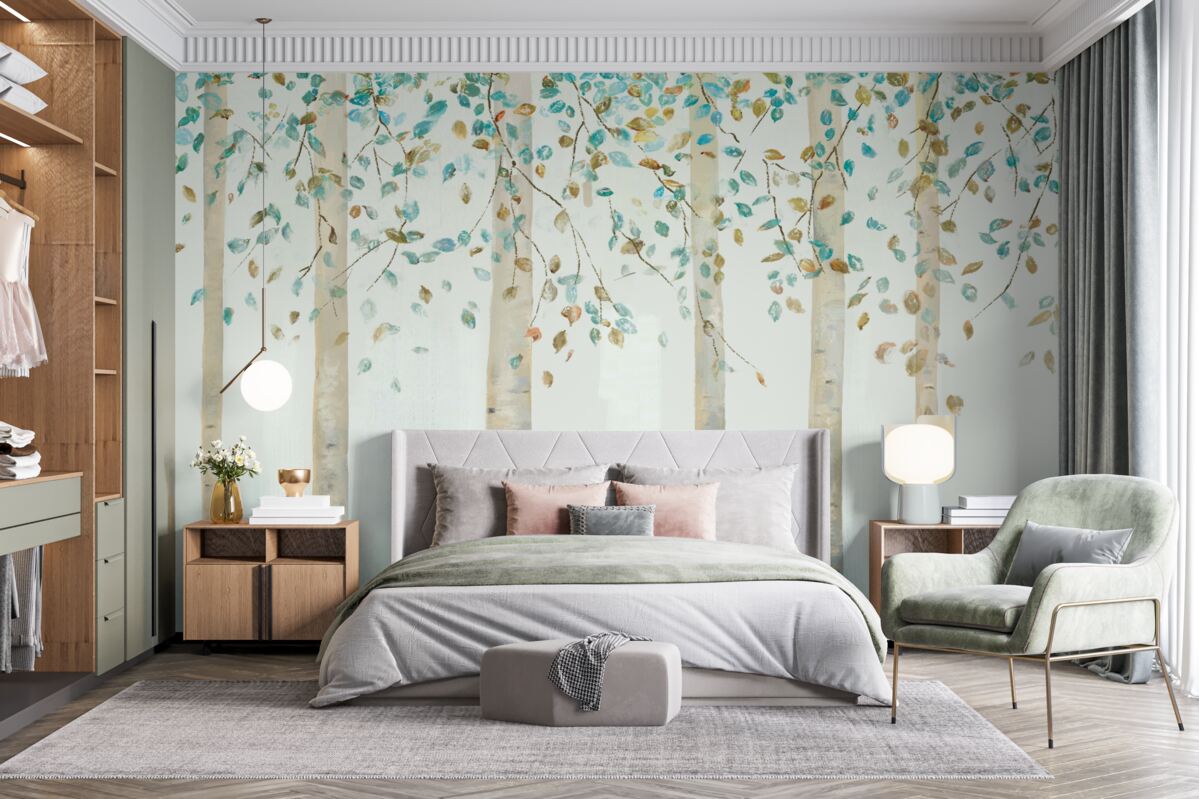 Фотошпалери тонкі берези в парі