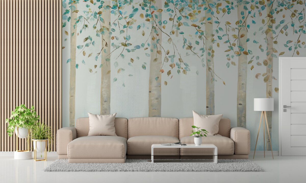 Фотошпалери тонкі берези в парі