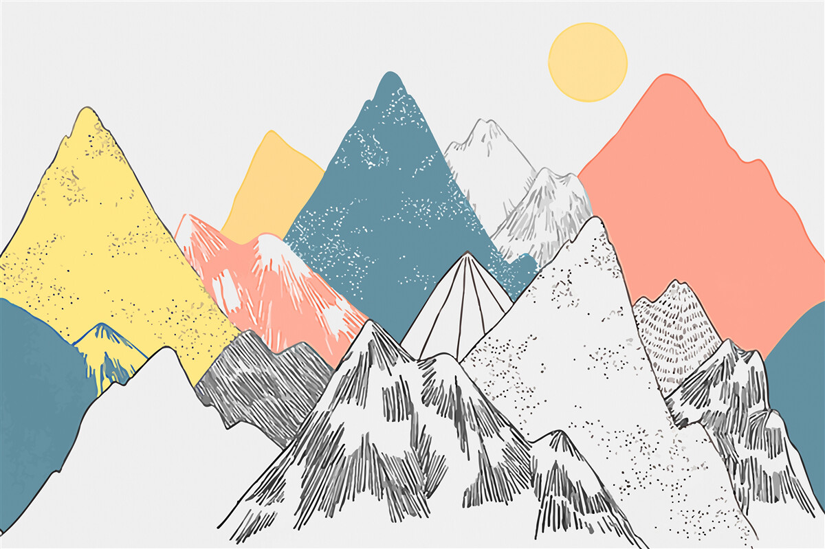 Фотошпалери зимовий захід сонця в холодних горах