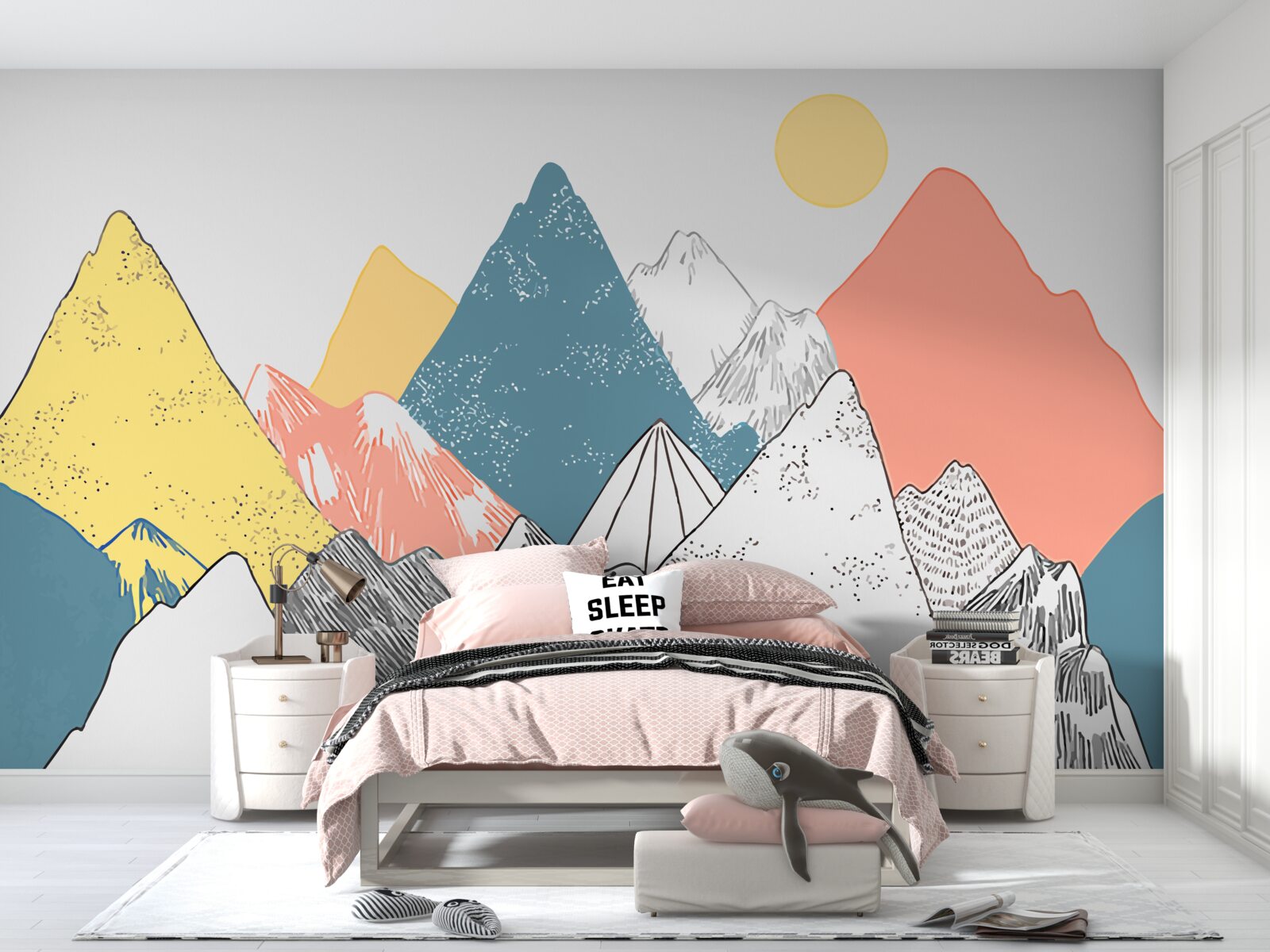 Фотошпалери зимовий захід сонця в холодних горах