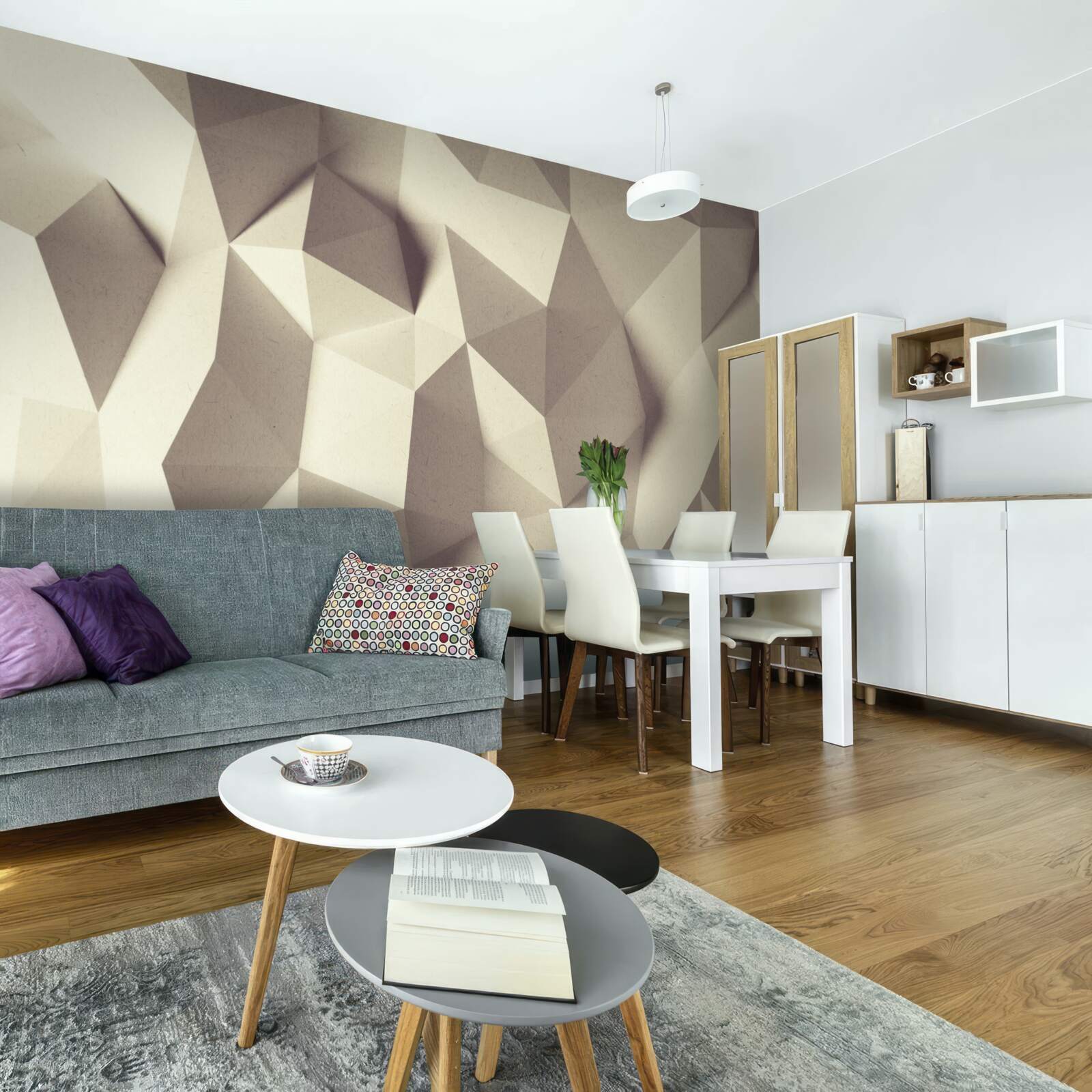 Фотошпалери текстура геометричних форм з чітким об'ємом