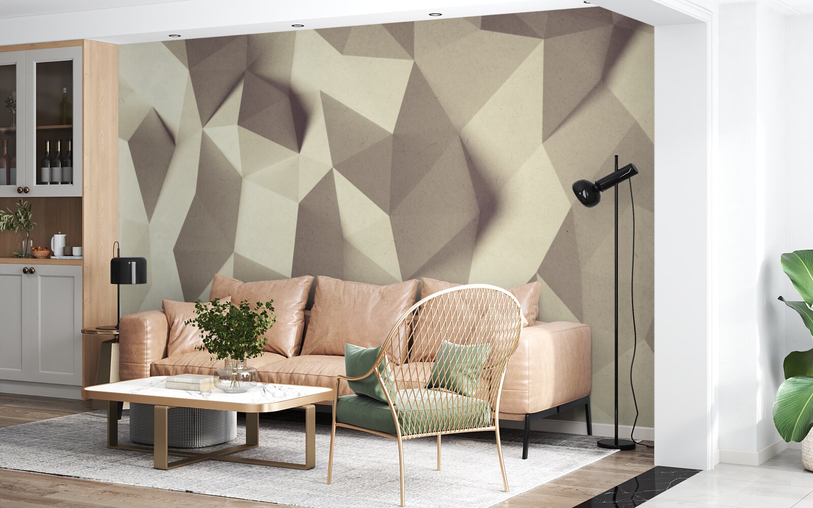 Фотошпалери текстура геометричних форм з чітким об'ємом