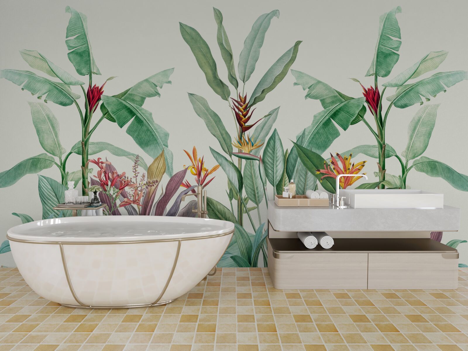 Фотошпалери тропічне зелене листя