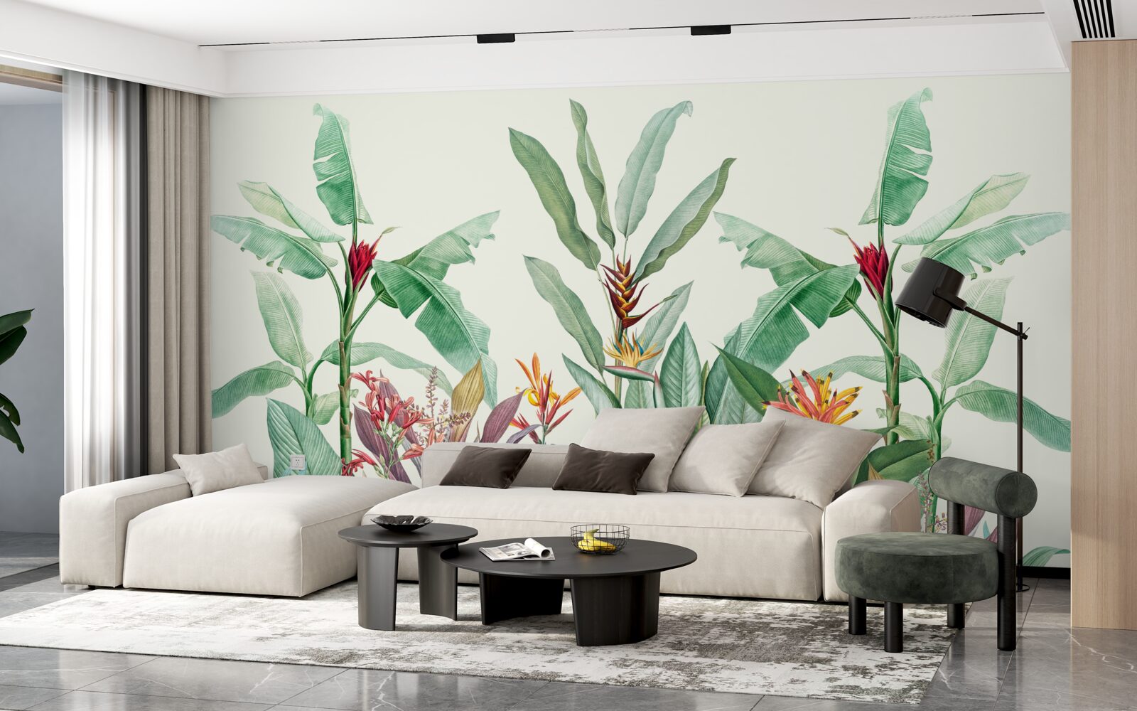 Фотошпалери тропічне зелене листя