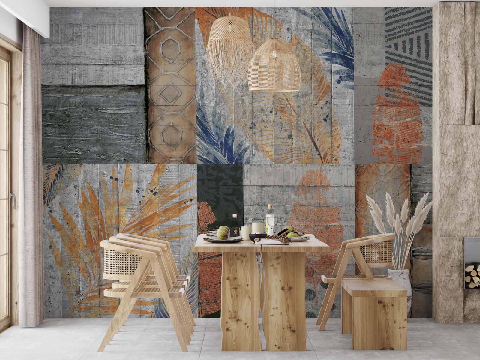 Фотошпалери геометричні фігури в листі