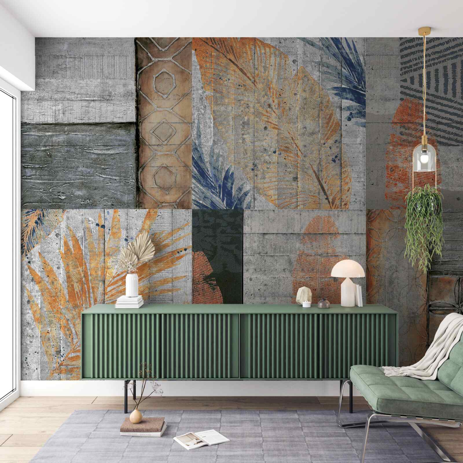 Фотошпалери геометричні фігури в листі