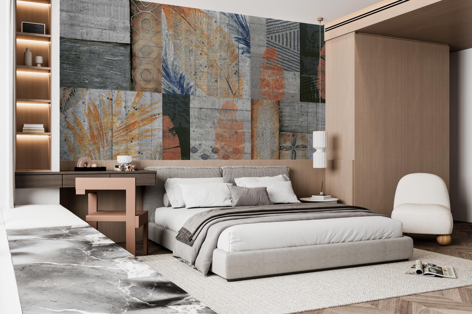 Фотошпалери геометричні фігури в листі