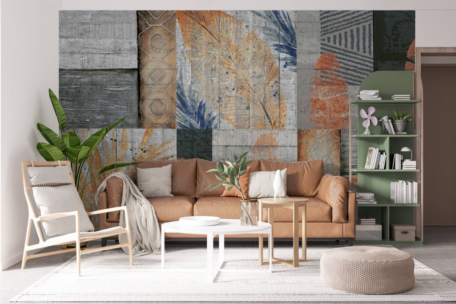 Фотошпалери геометричні фігури в листі