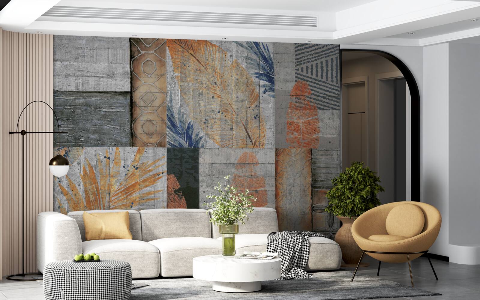 Фотошпалери геометричні фігури в листі