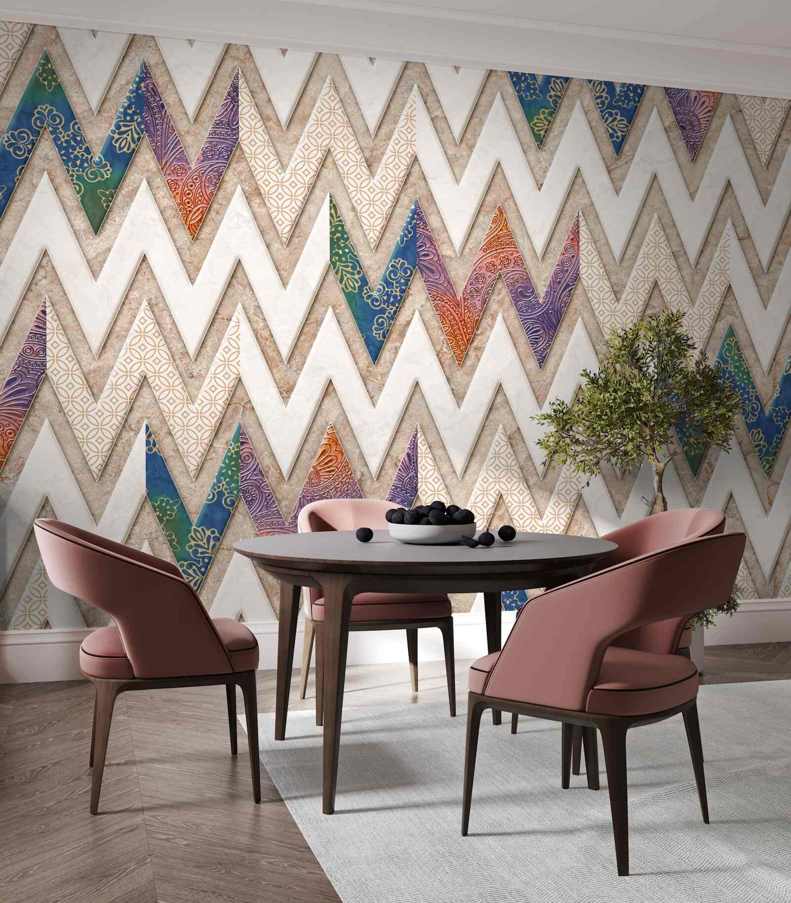 Фотошпалери поліхромні хвилясті лінії