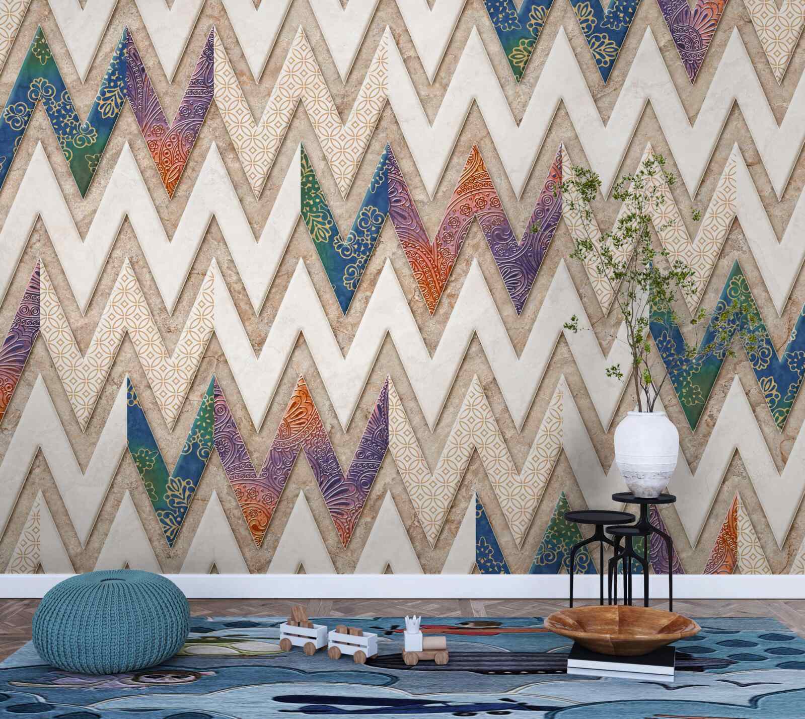 Фотошпалери поліхромні хвилясті лінії