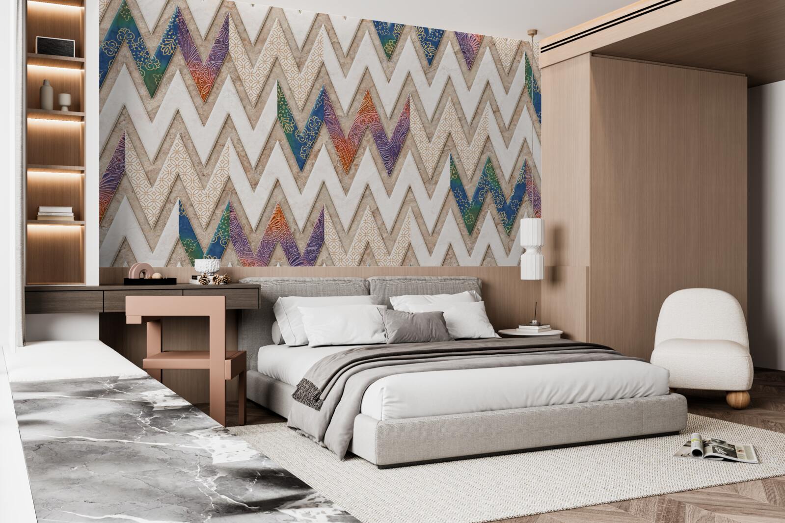 Фотошпалери поліхромні хвилясті лінії