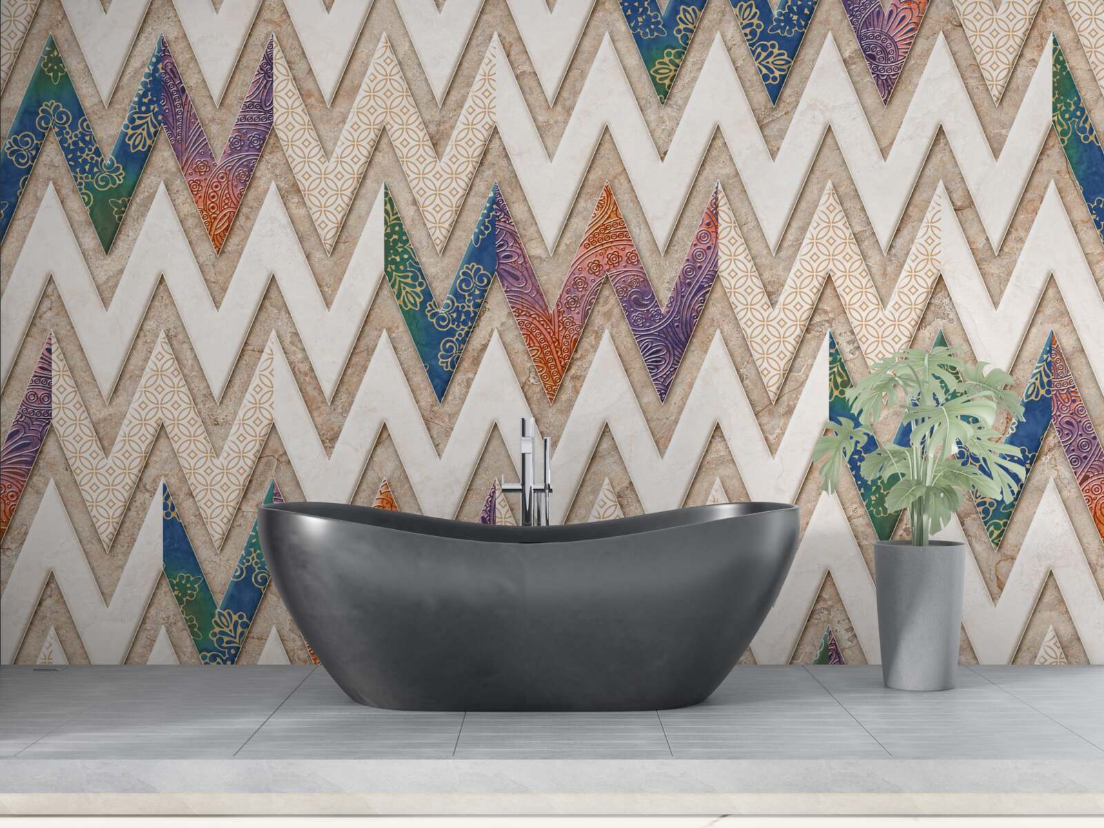 Фотошпалери поліхромні хвилясті лінії