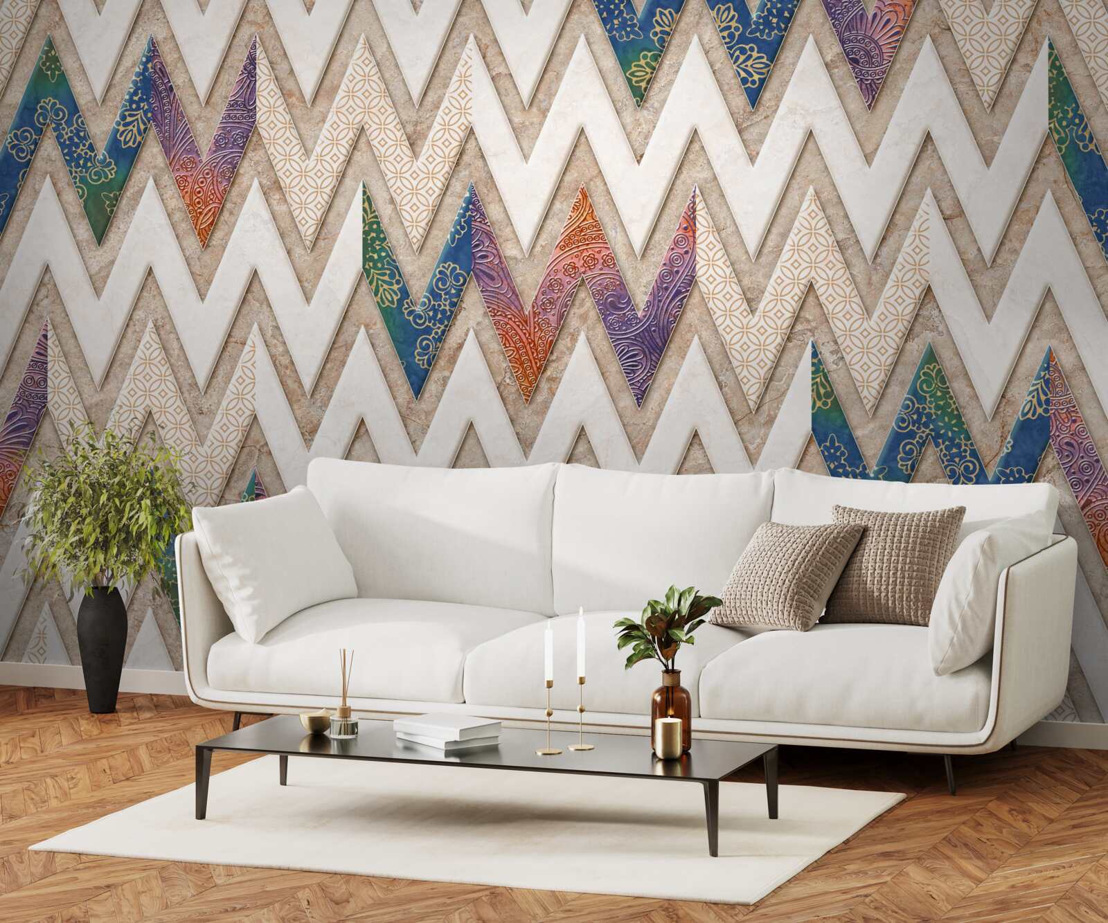 Фотошпалери поліхромні хвилясті лінії