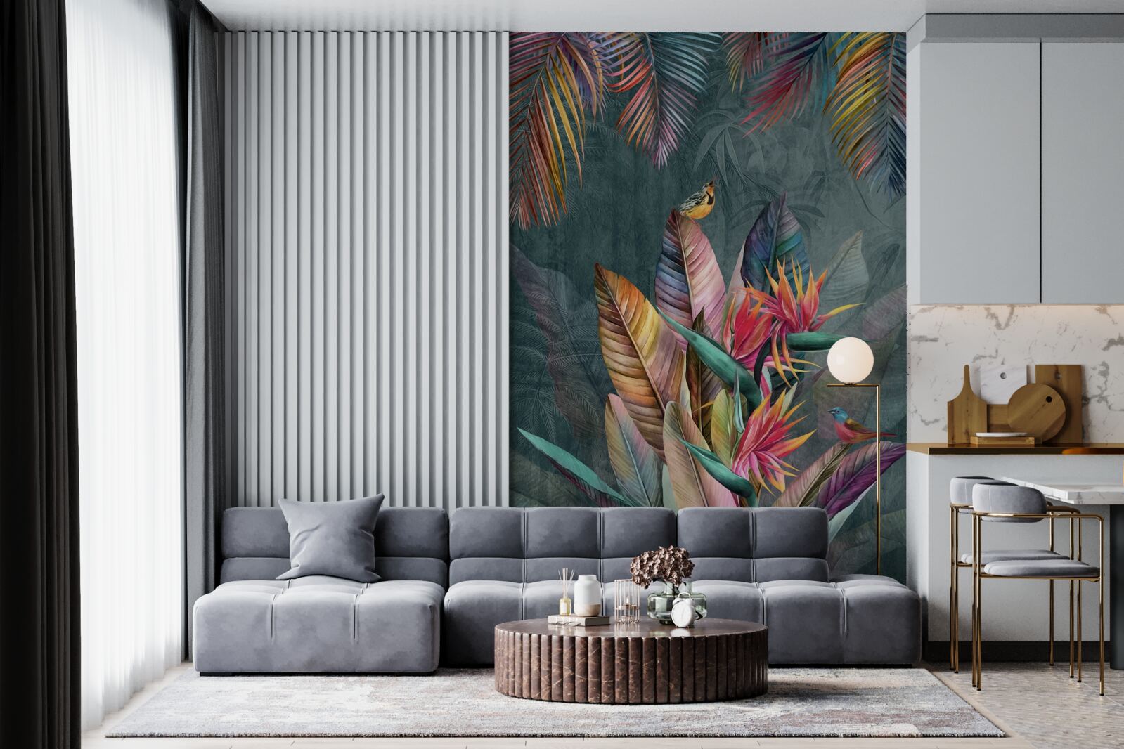 Фотошпалери птахи на яскравому осінньому листі