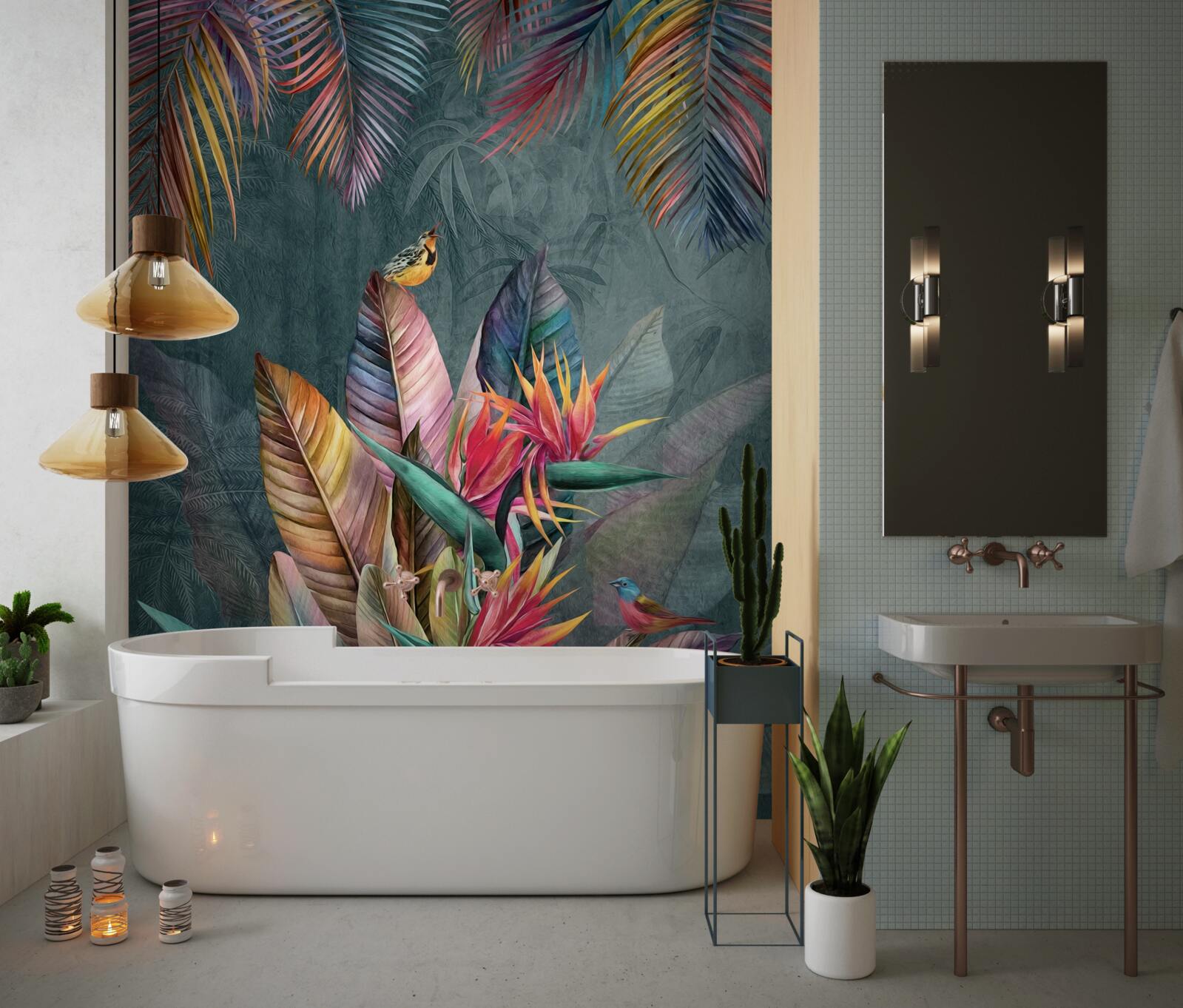 Фотошпалери птахи на яскравому осінньому листі