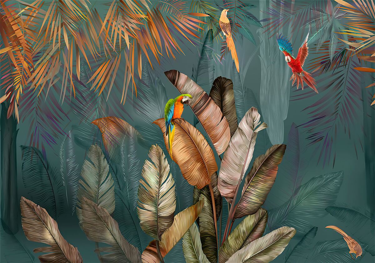 Фотошпалери зустріч двох папуг