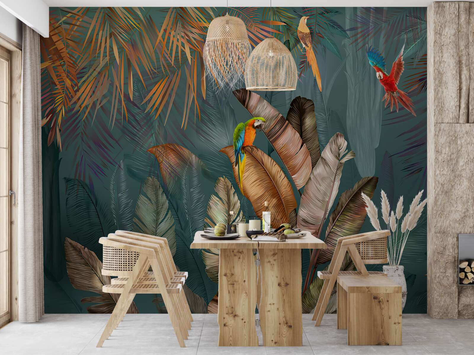 Фотошпалери зустріч двох папуг