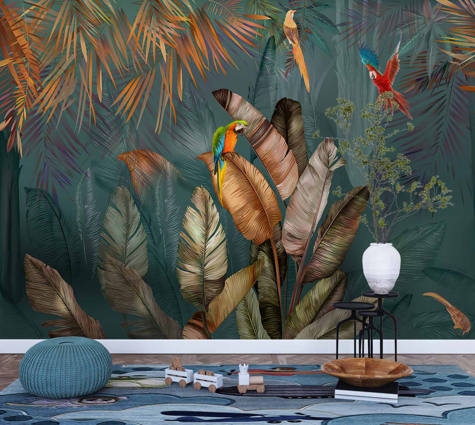 Фотошпалери зустріч двох папуг