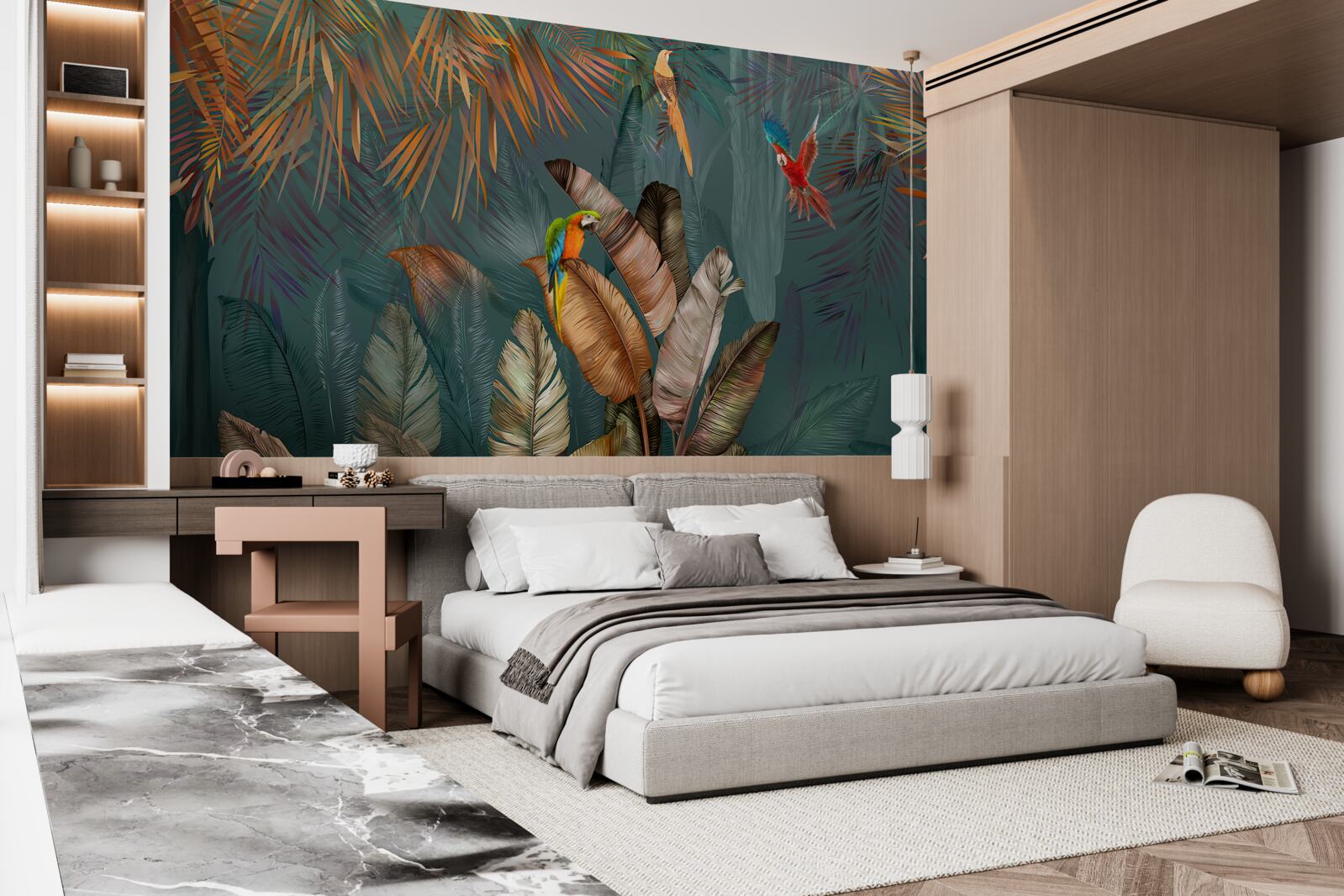 Фотошпалери зустріч двох папуг