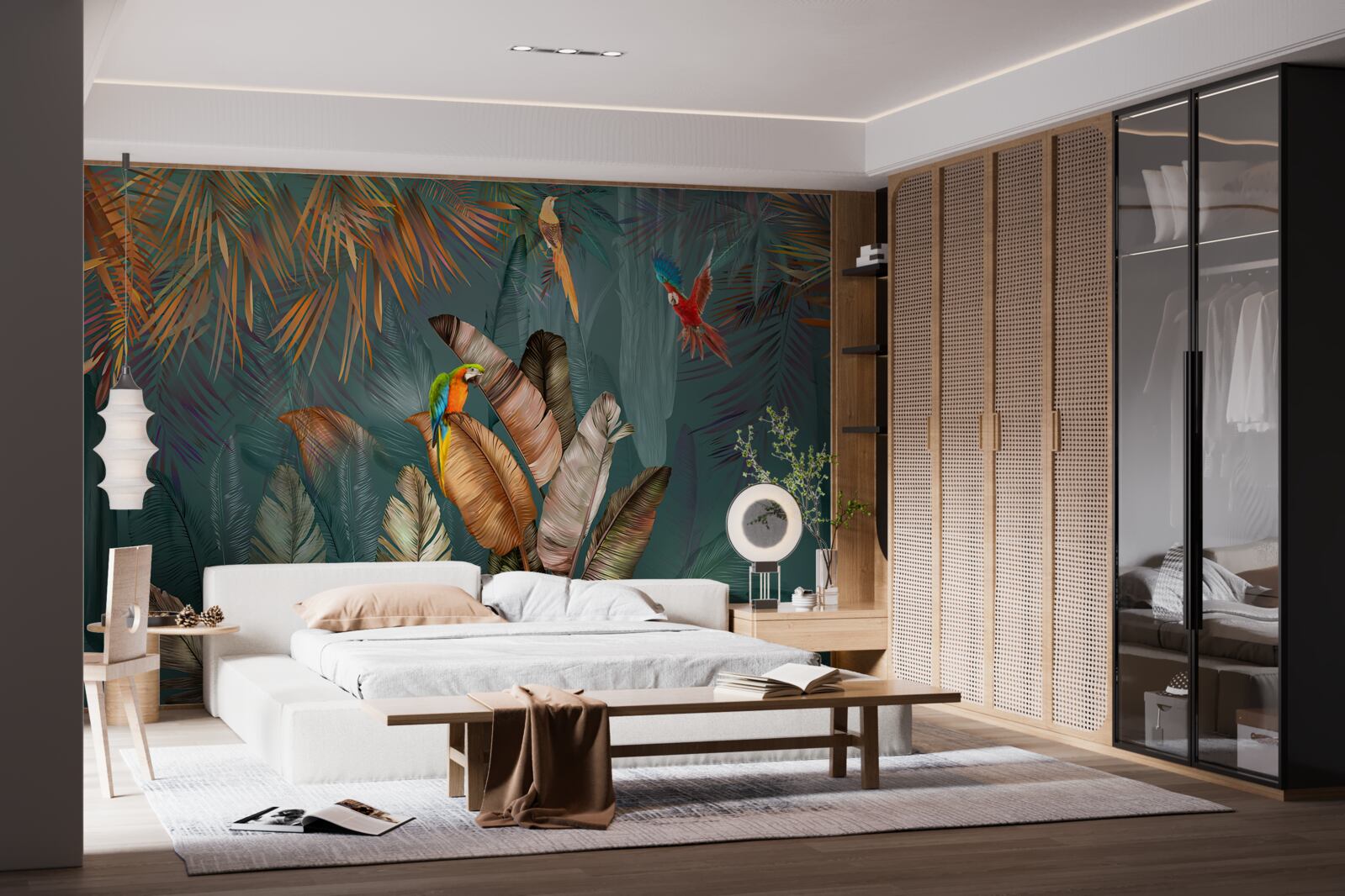 Фотошпалери зустріч двох папуг