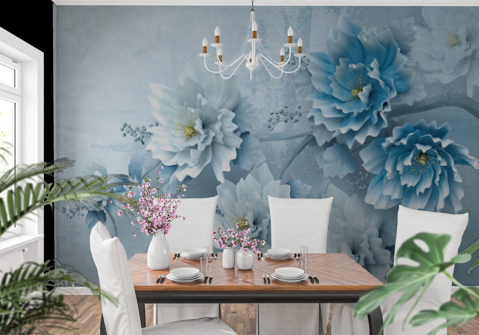 Фотошпалери квіти блідо-блакитні