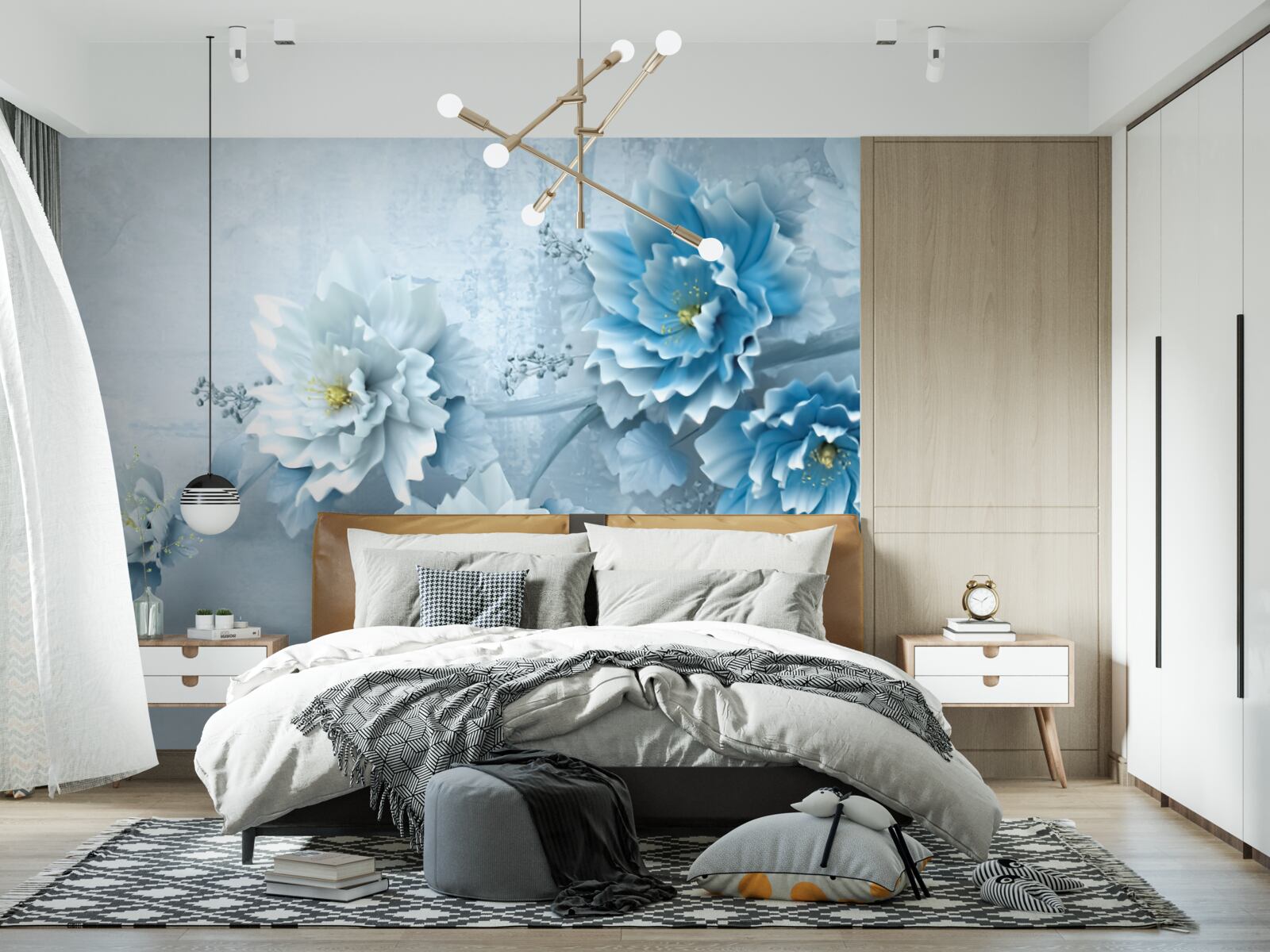 Фотошпалери квіти блідо-блакитні